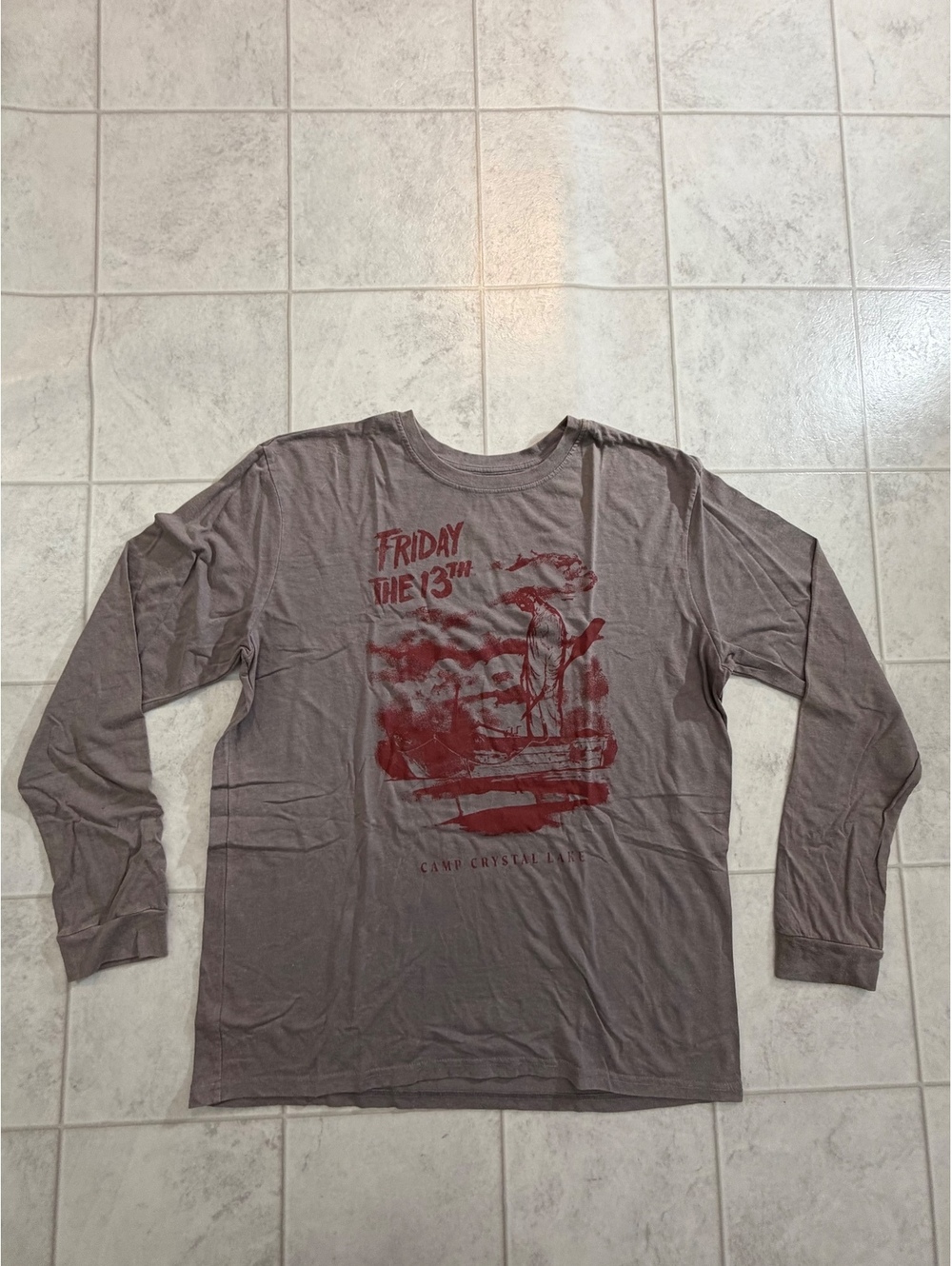 Friday the 13th brown long sleeve graphic T shirt